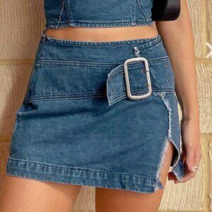 Mini Jean Skirt with Slit